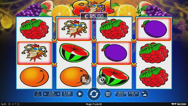 Testen Sie kostenlos den Slot "Magic Fruits 81" im Demo-Modus online ohne Download oder Registrierung.